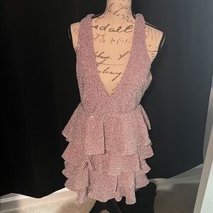 Elegant Pink Ruffle Dress